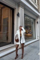 Kadın Blazer Ceket - Rose - Beyaz
