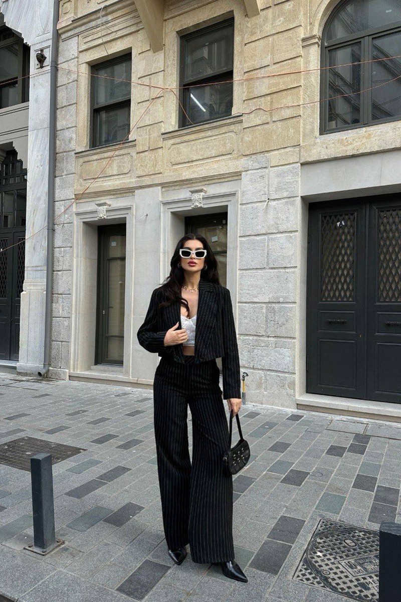 Kadın Takım - Çizgili - Ruby - Siyah