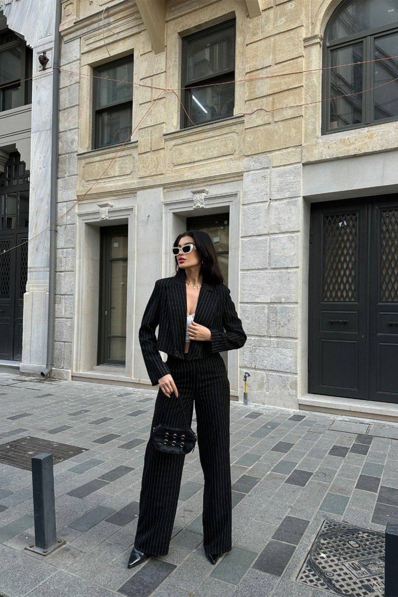 Kadın Takım - Çizgili - Ruby - Siyah