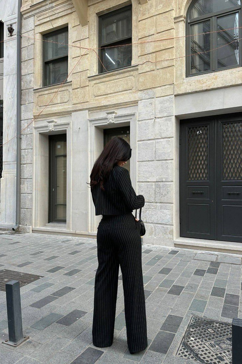 Kadın Takım - Çizgili - Ruby - Siyah