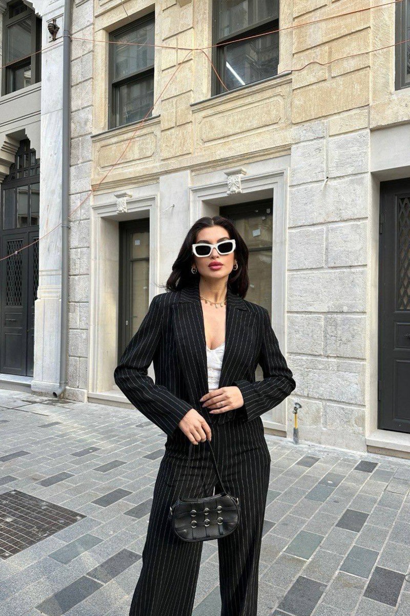 Kadın Takım - Çizgili - Ruby - Siyah