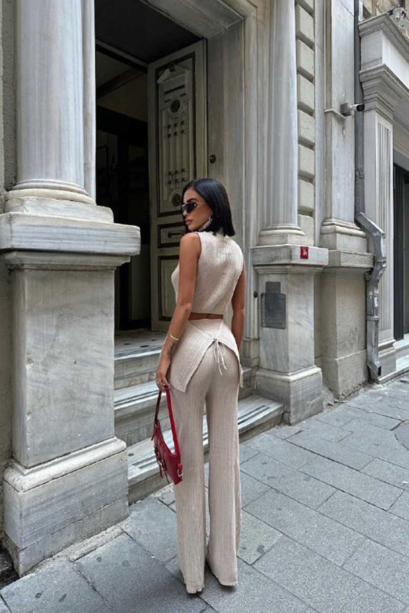 Womens Suit - Belted - İvy - Beige