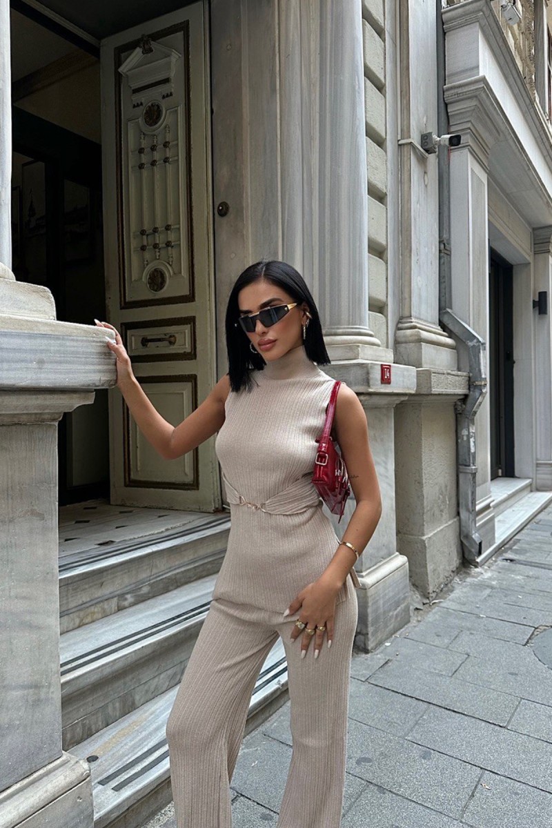 Womens Suit - Belted - İvy - Beige