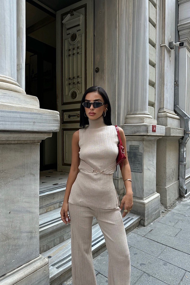 Womens Suit - Belted - İvy - Beige