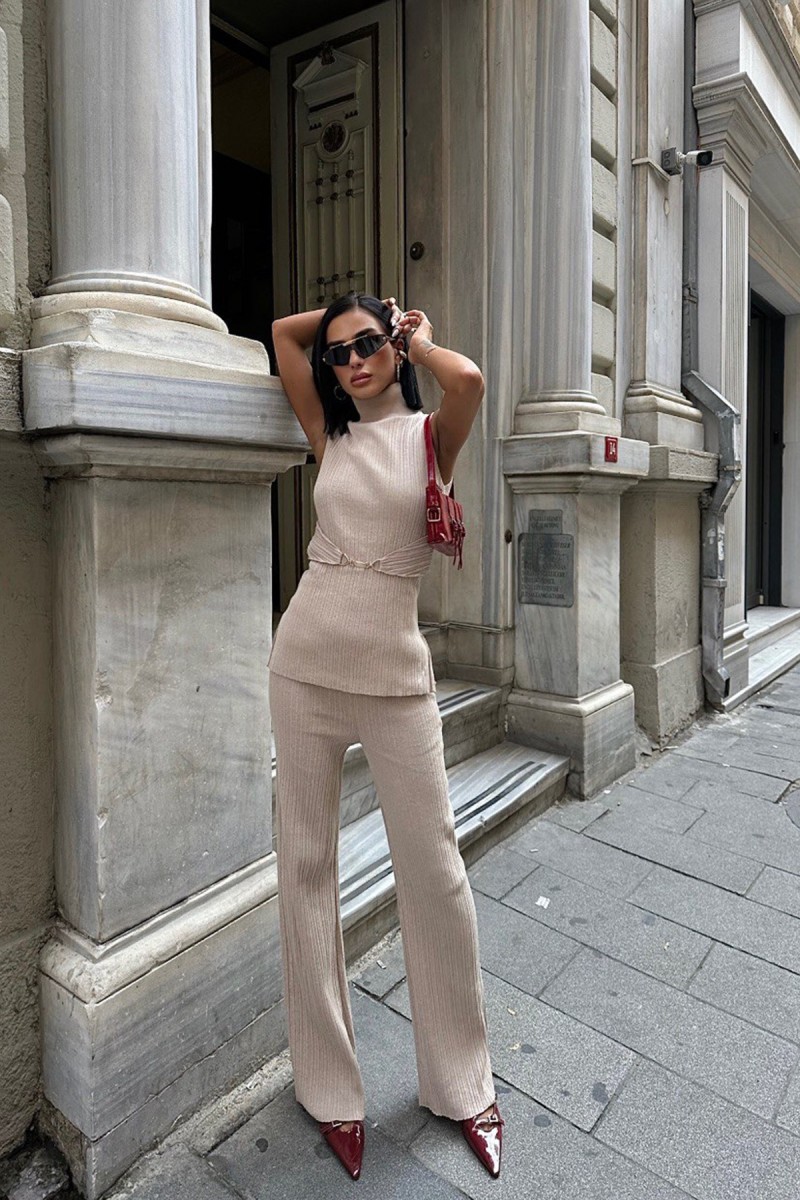 Womens Suit - Belted - İvy - Beige