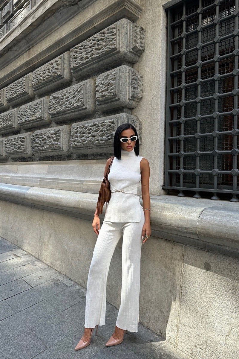 Womens Suit - Belted - İvy - White
