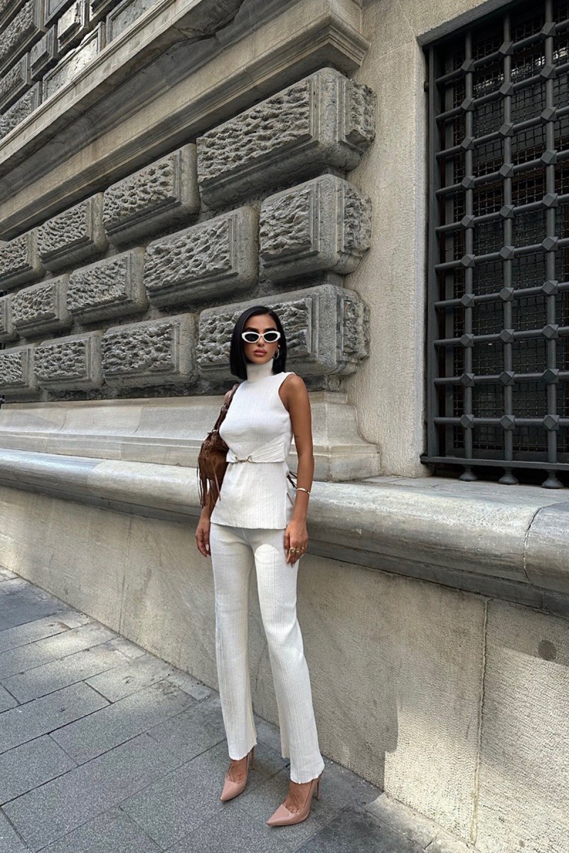 Womens Suit - Belted - İvy - White