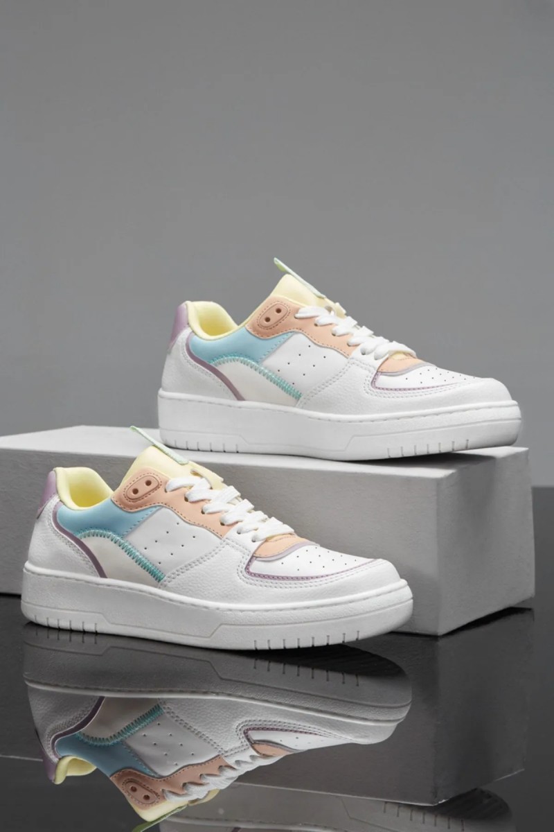 Kadın Sneaker - Beyaz Sarı Mavi - DS Alley