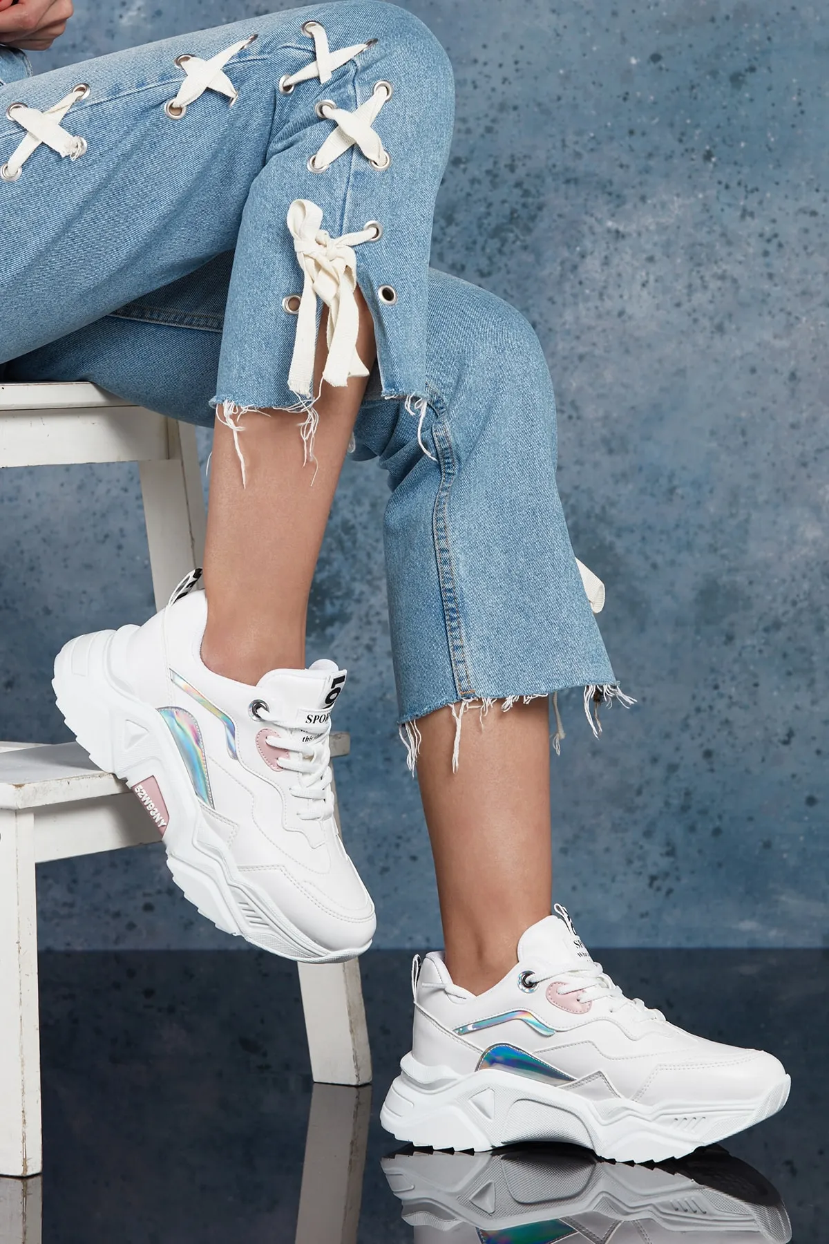 Kadın Sneaker - Beyaz Pudra - DS.PMD239K2110