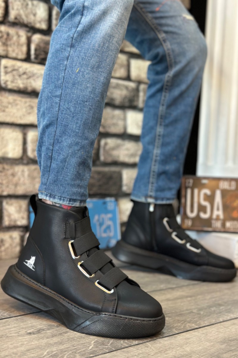 Erkek Bilekli Sneaker - Siyah - 0142