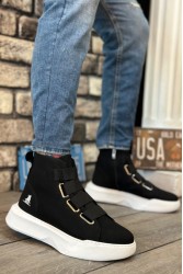 Erkek Bilekli Sneaker - Siyah Beyaz - 0142