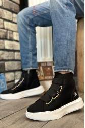 Erkek Bilekli Sneaker - Siyah Beyaz - 0142