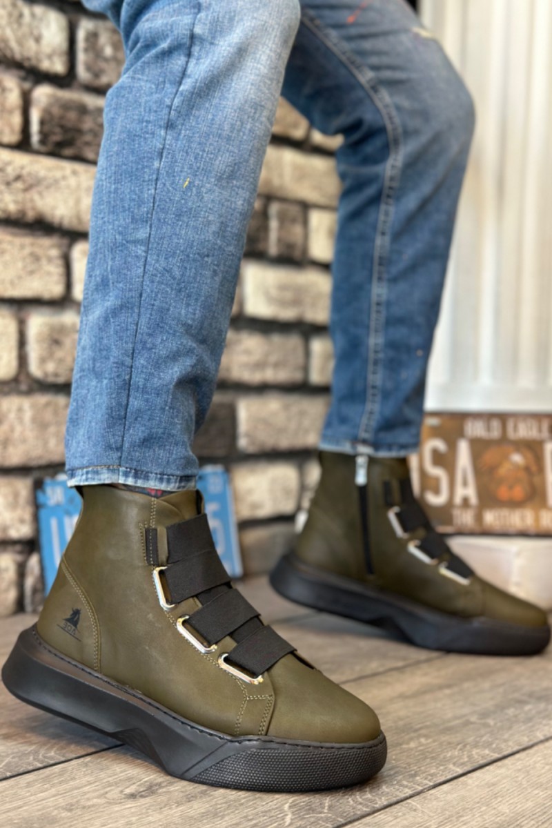 Erkek Bilekli Sneaker - Haki - 0142