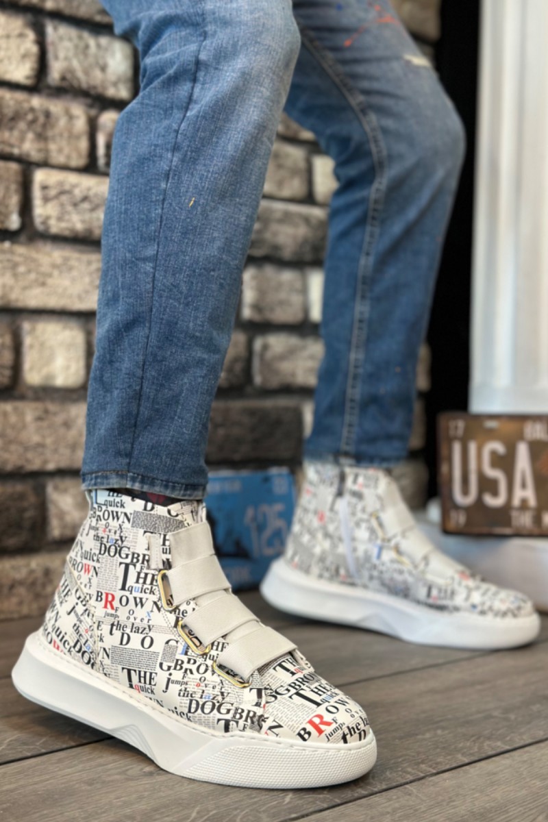 Erkek Bilekli Sneaker - Yazı Baskılı - 0142