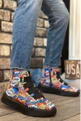 Erkek Bilekli Sneaker - Popart Baskılı - 0142