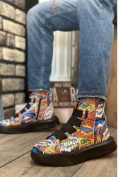 Erkek Bilekli Sneaker - Popart Baskılı - 0142