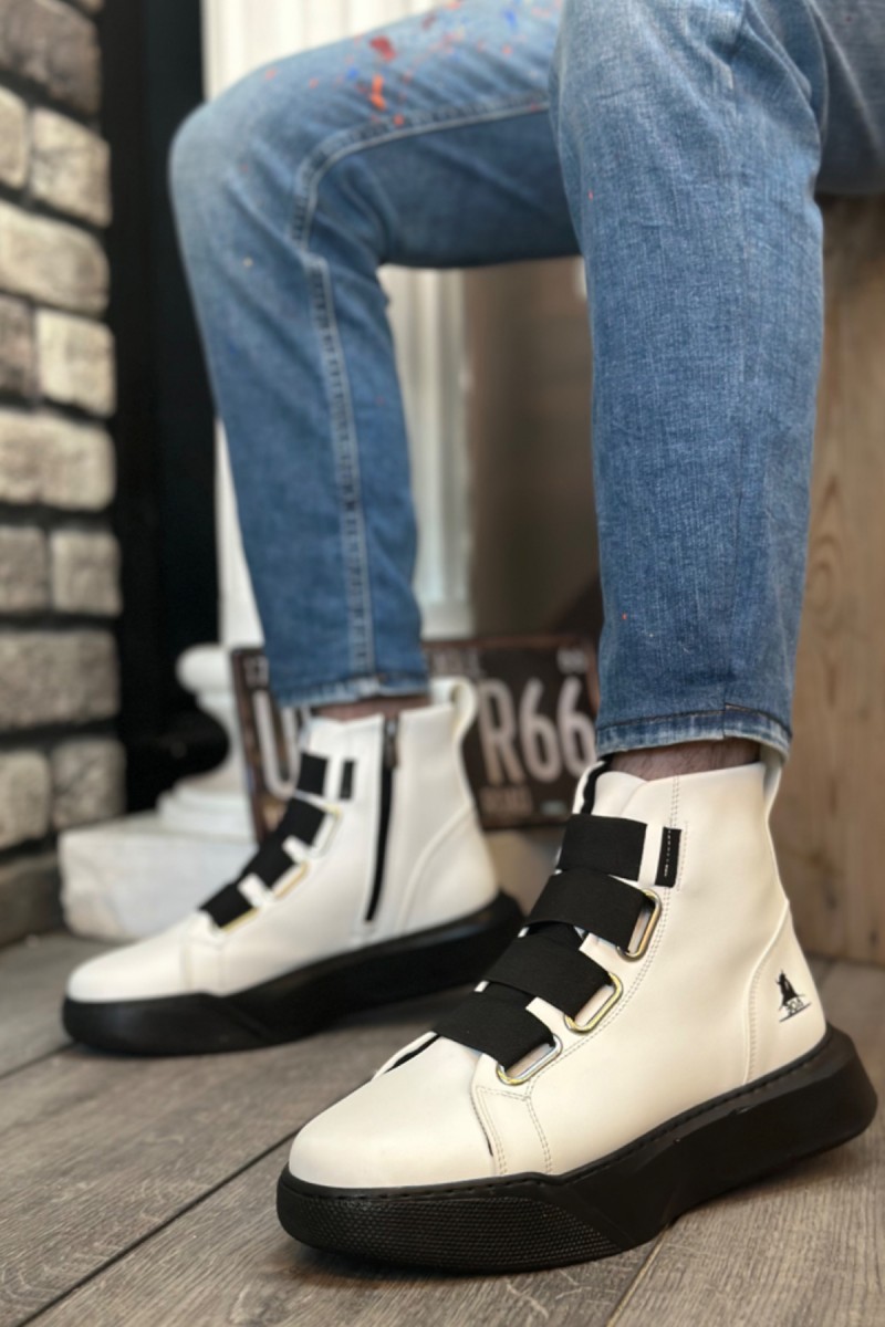 Mens Boots - White Black - 0142