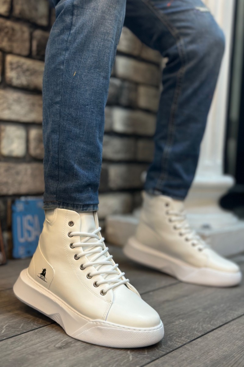 Mens High Top Sneakers - White - 0155