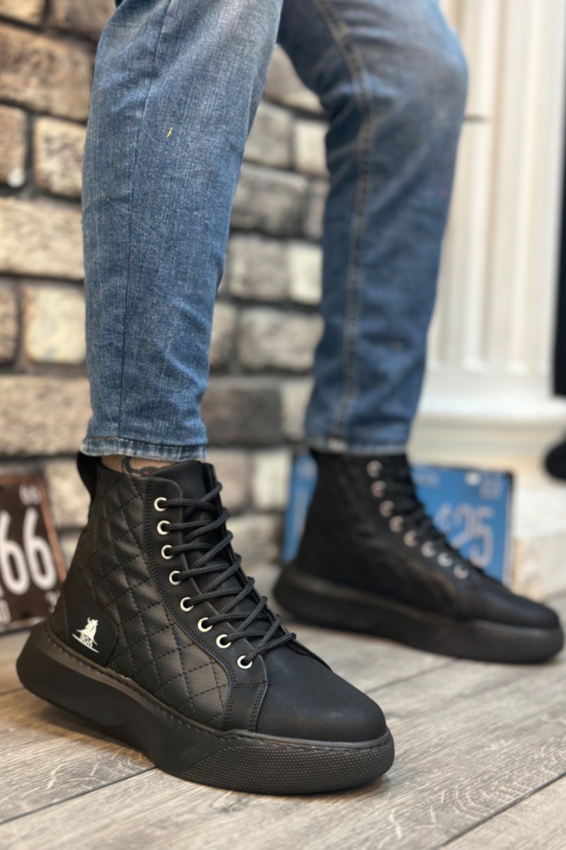 Erkek Bilekli Sneaker - Siyah - 0159