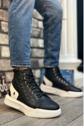 Erkek Bilekli Sneaker - Siyah Beyaz - 0159