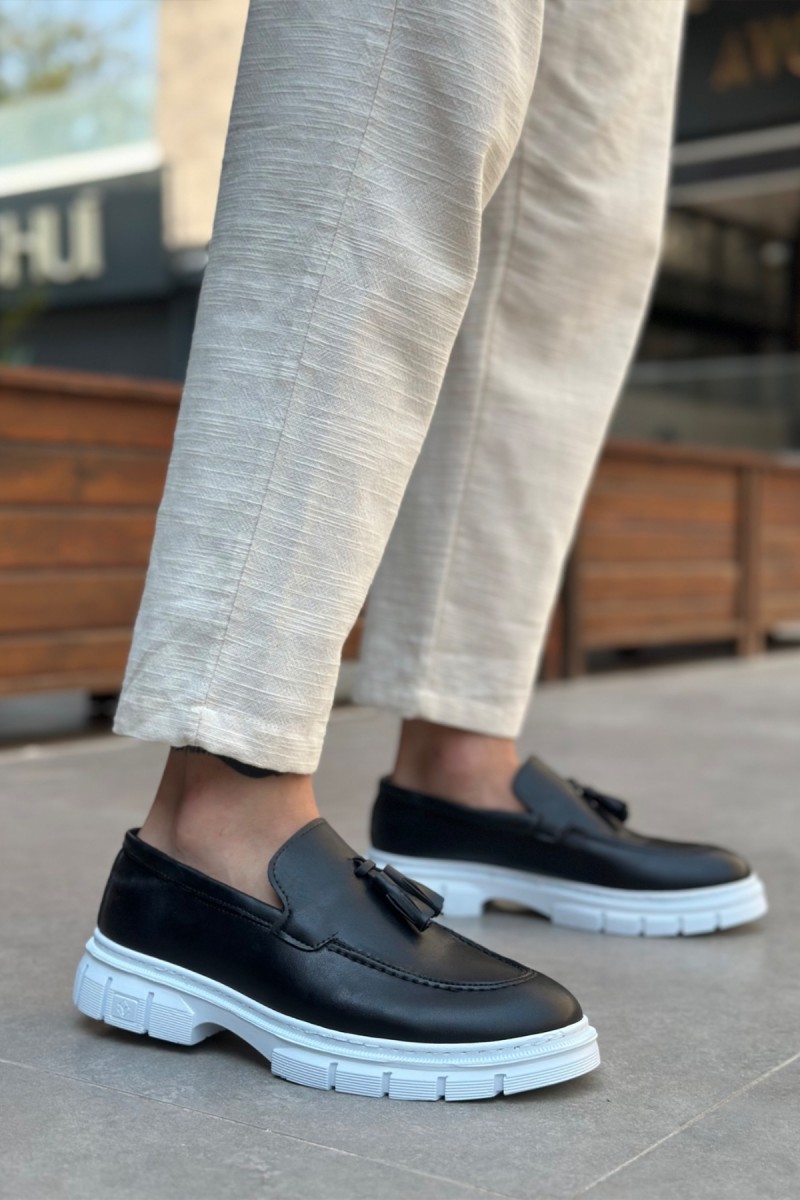 Mens Loafer - Black White - 0240
