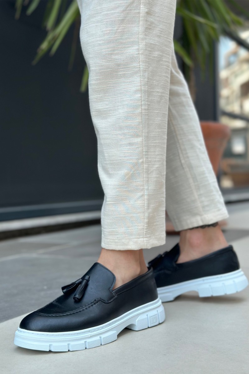 Mens Loafer - Black White - 0240