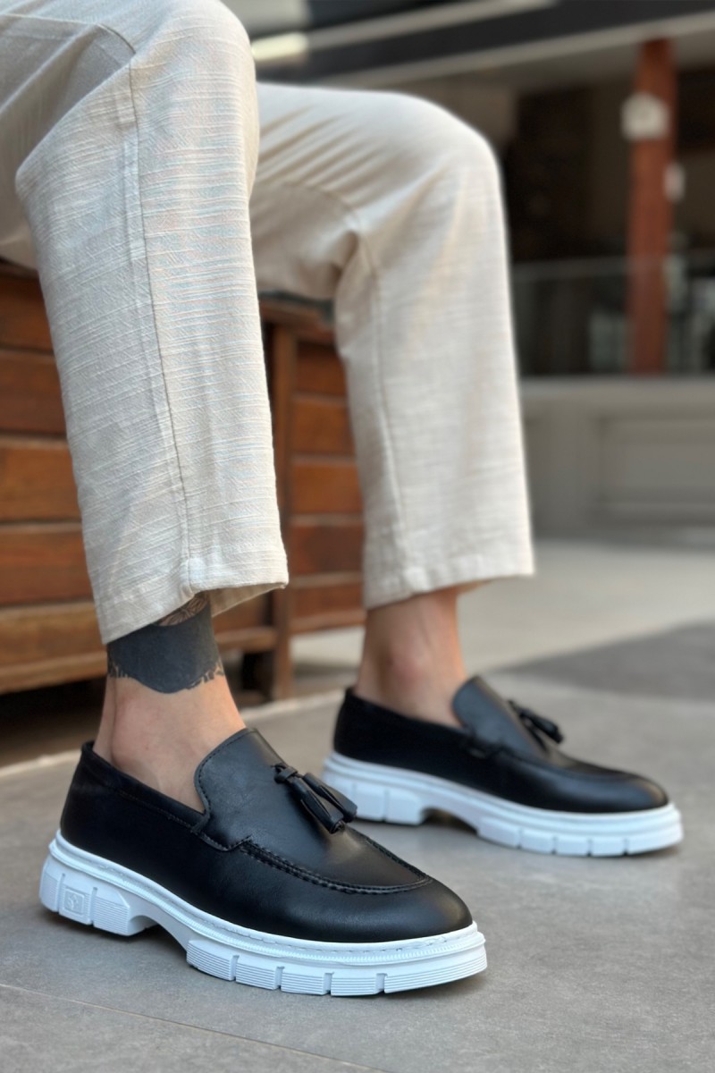 Mens Loafer - Black White - 0240