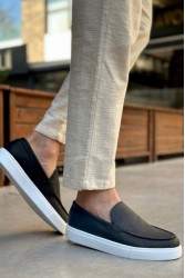 Erkek Mokasen - Siyah Beyaz - 0241