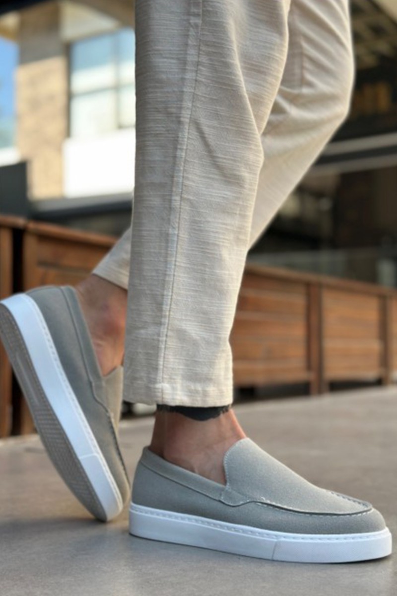 Erkek Mokasen - Gri Süet - 0241