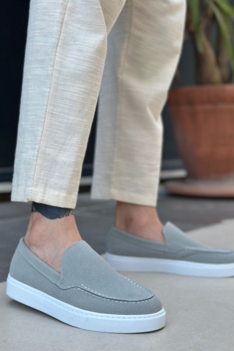 Erkek Mokasen - Gri Süet - 0241