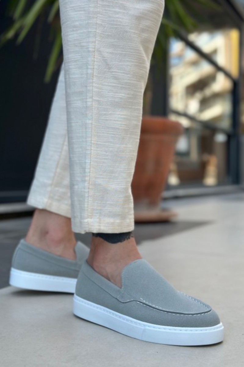 Erkek Mokasen - Gri Süet - 0241