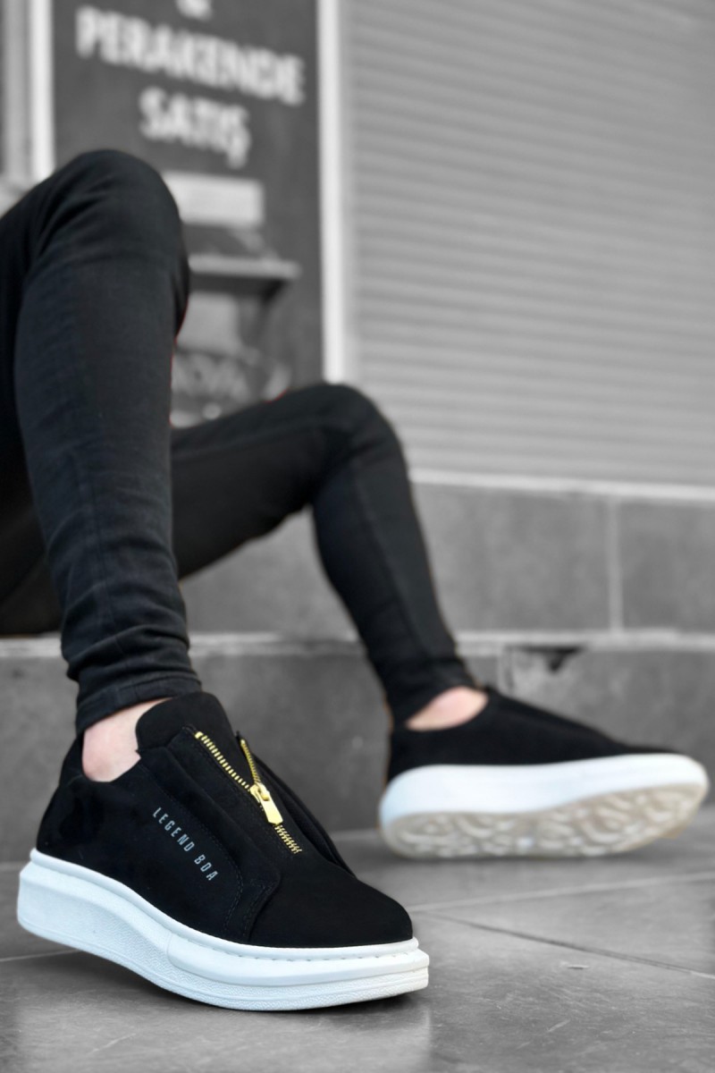 Erkek Sneaker - Siyah Beyaz Süet - 0310