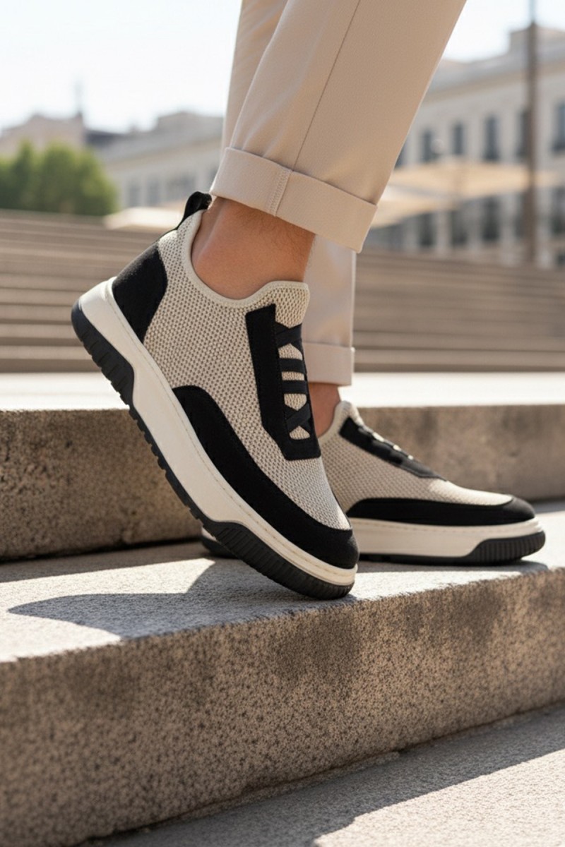 Erkek Sneaker - Bej Siyah - 0911