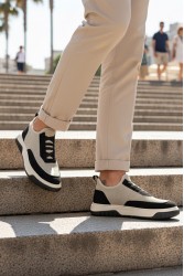 Erkek Sneaker - Bej Siyah - 0911
