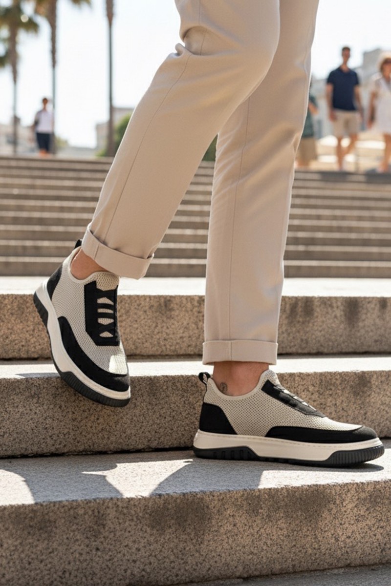 Erkek Sneaker - Bej Siyah - 0911