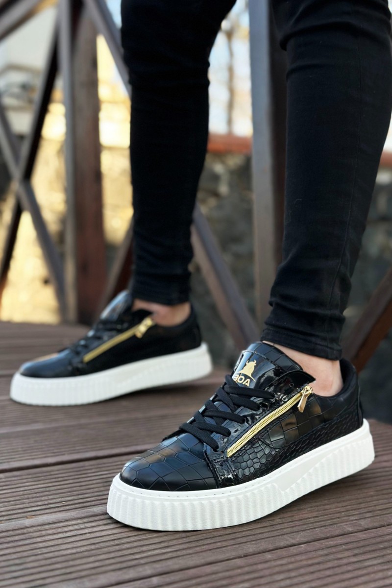 Erkek Sneaker - Siyah Beyaz - Zipper 308