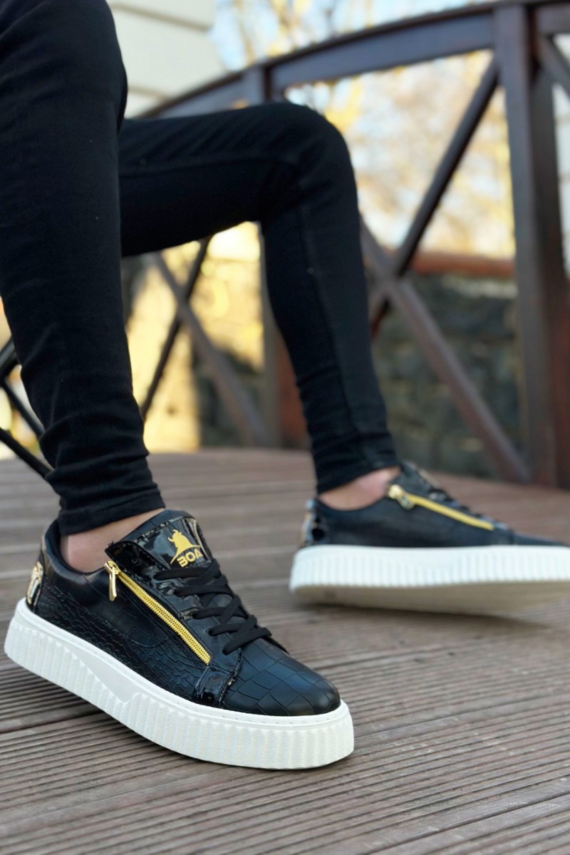 Erkek Sneaker - Siyah Beyaz - Zipper 308