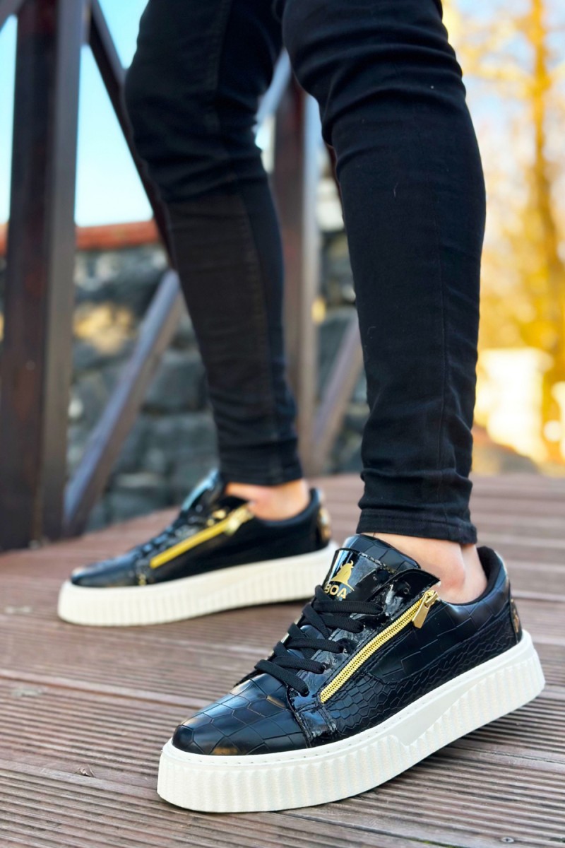 Erkek Sneaker - Siyah Beyaz - Zipper 308