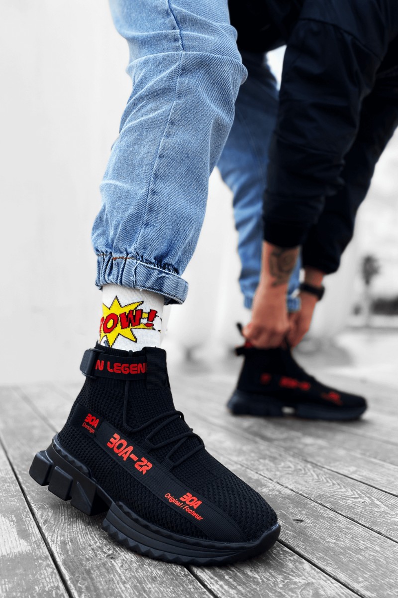 Erkek Sneaker - Siyah Kırmızı - Agron