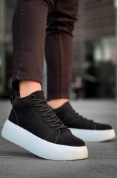 Erkek Bot - Siyah Beyaz Süet - LE10