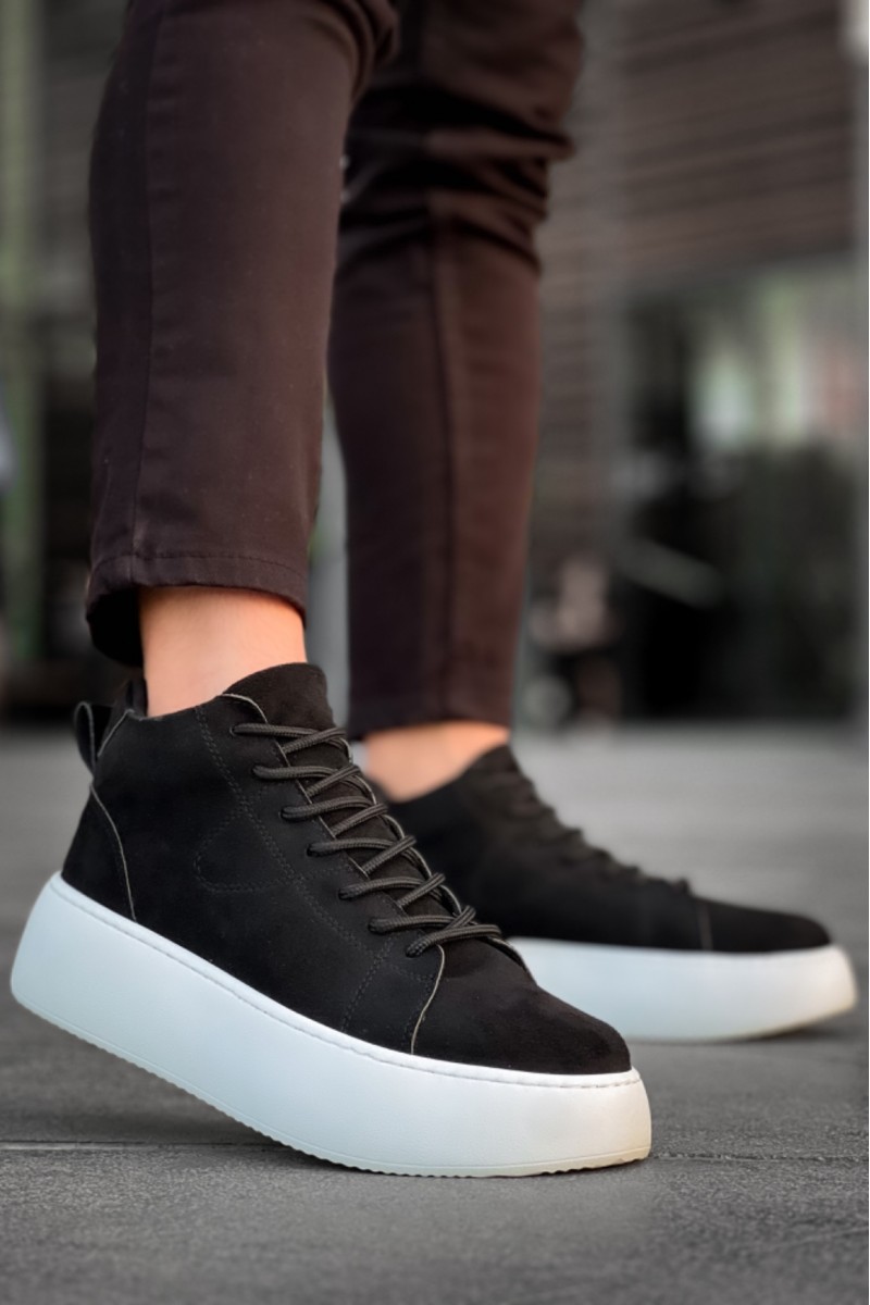 Erkek Bot - Siyah Beyaz Süet - LE10