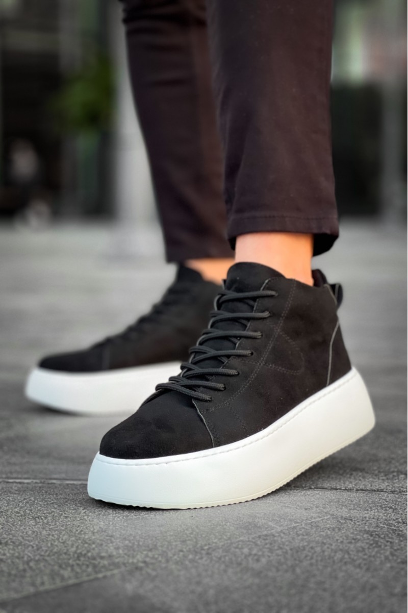 Erkek Bot - Siyah Beyaz Süet - LE10