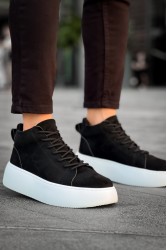 Erkek Bot - Siyah Beyaz Süet - LE10