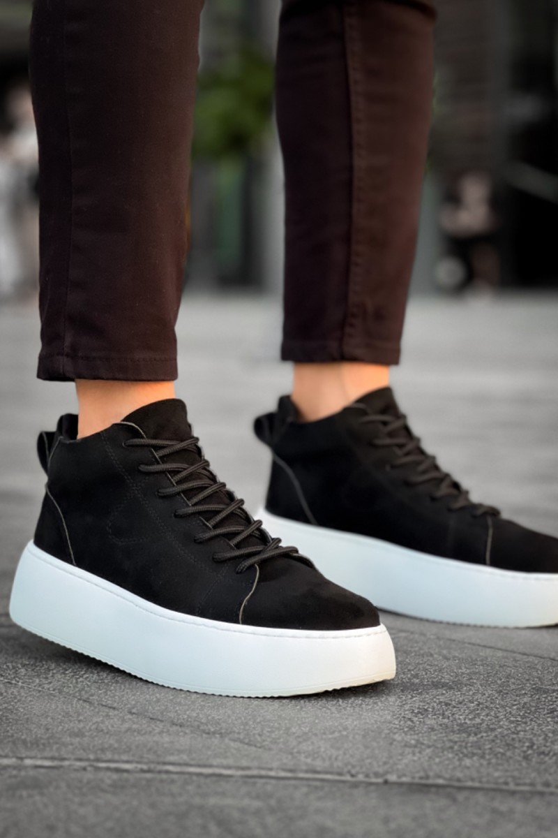 Erkek Bot - Siyah Beyaz Süet - LE10