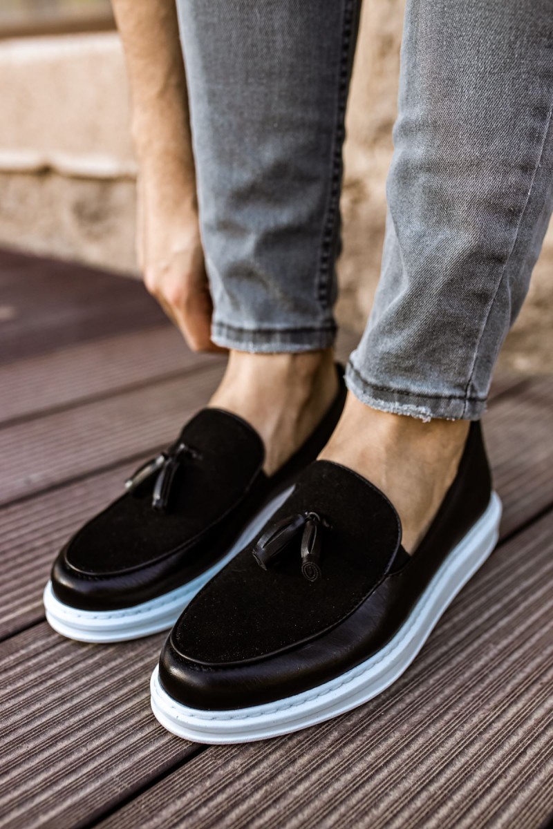 Mens Loafer - Black White - 002