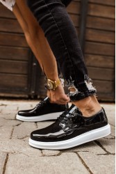 Erkek Klasik Ayakkabı - Siyah Beyaz Rugan - 003