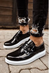 Erkek Klasik Ayakkabı - Siyah Beyaz Rugan - 003