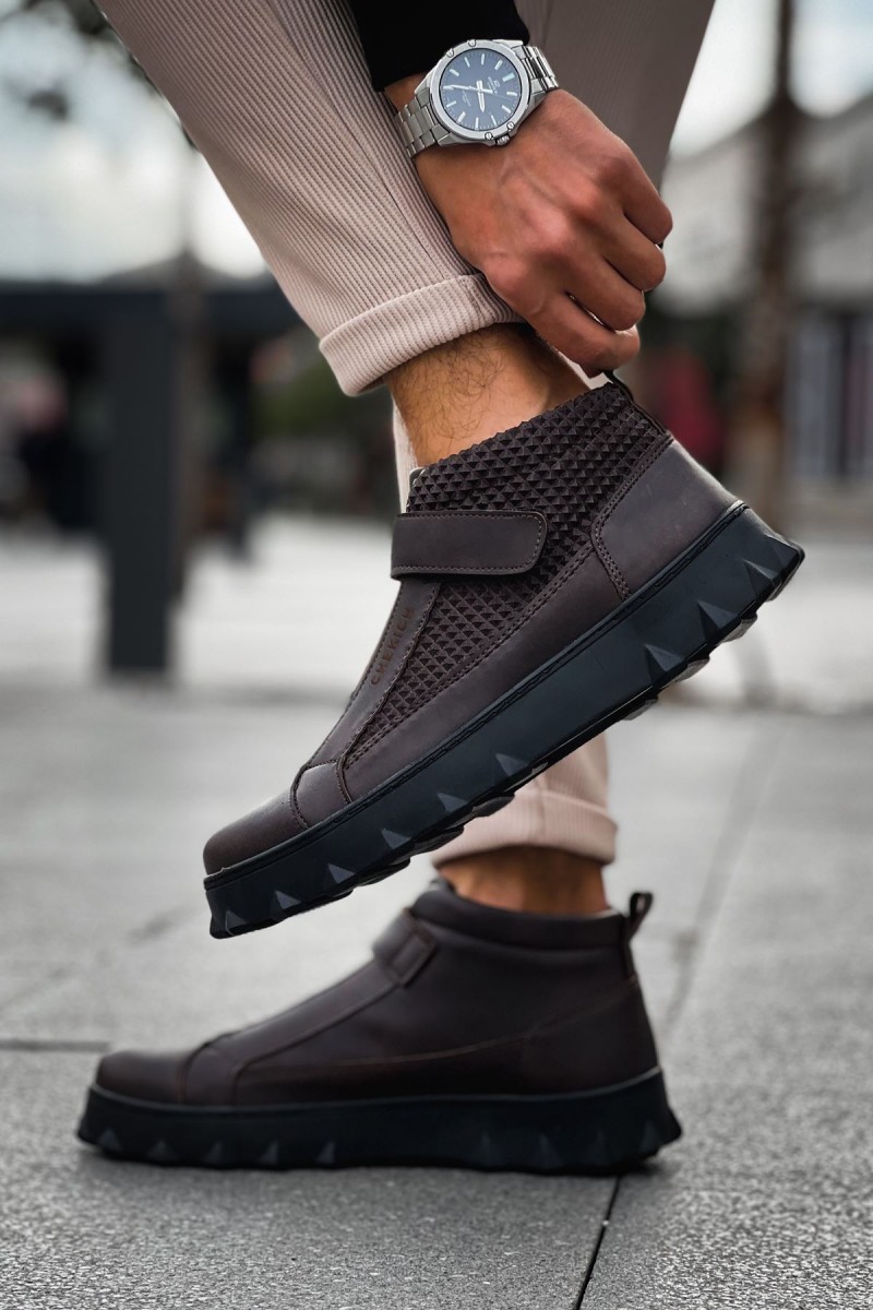 Erkek Bilekli Sneaker - Kahverengi - 103