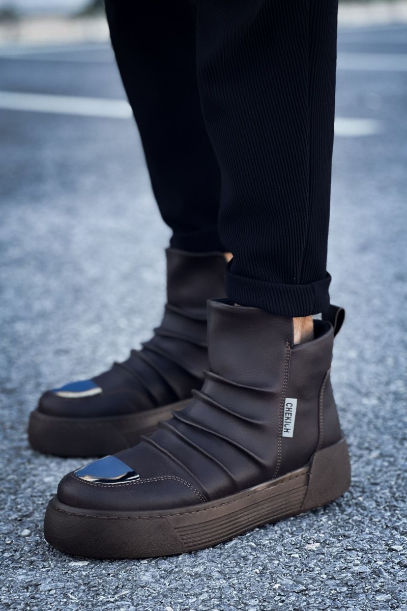 Erkek Bilekli Sneaker - Kahverengi - 113