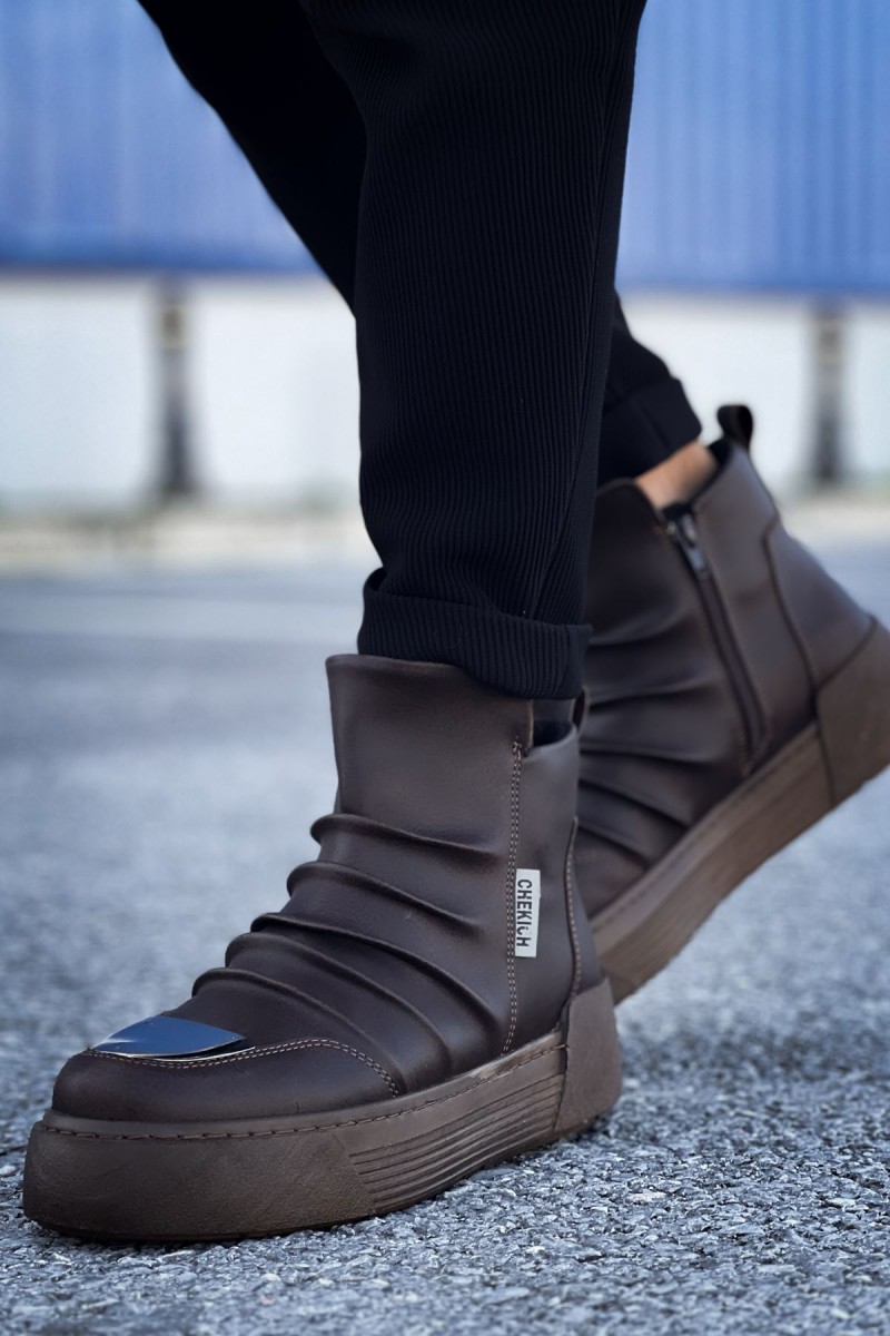 Erkek Bilekli Sneaker - Kahverengi - 113